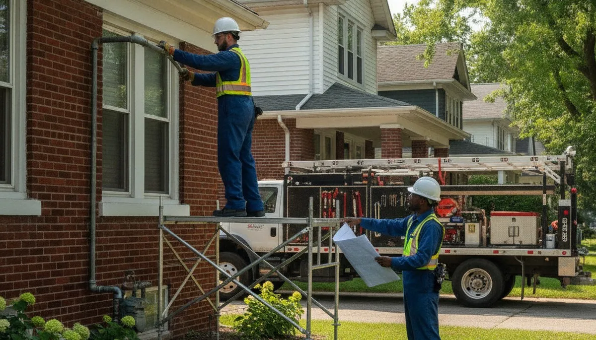 Plumber repairing a pipe in Cleveland, OH for residential plumbing service
