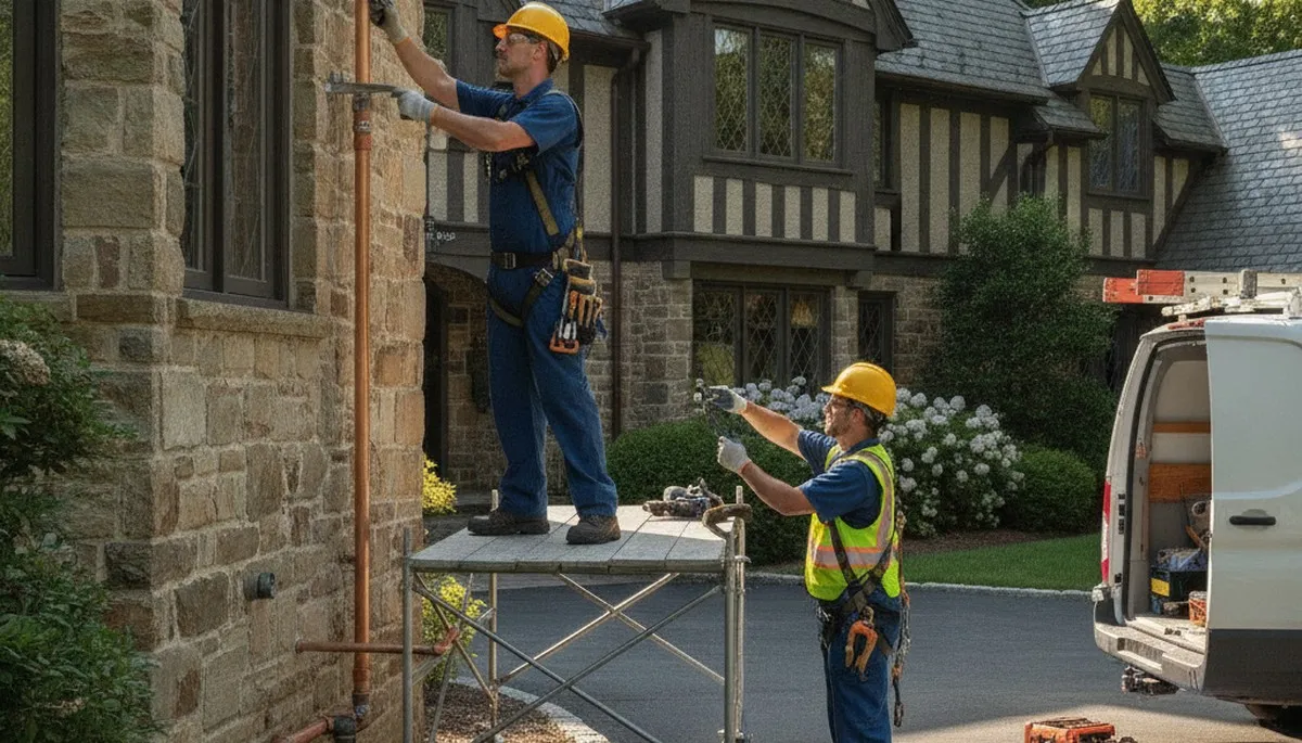 Plumber repairing a pipe in Cleveland, OH for a local plumbing repair service